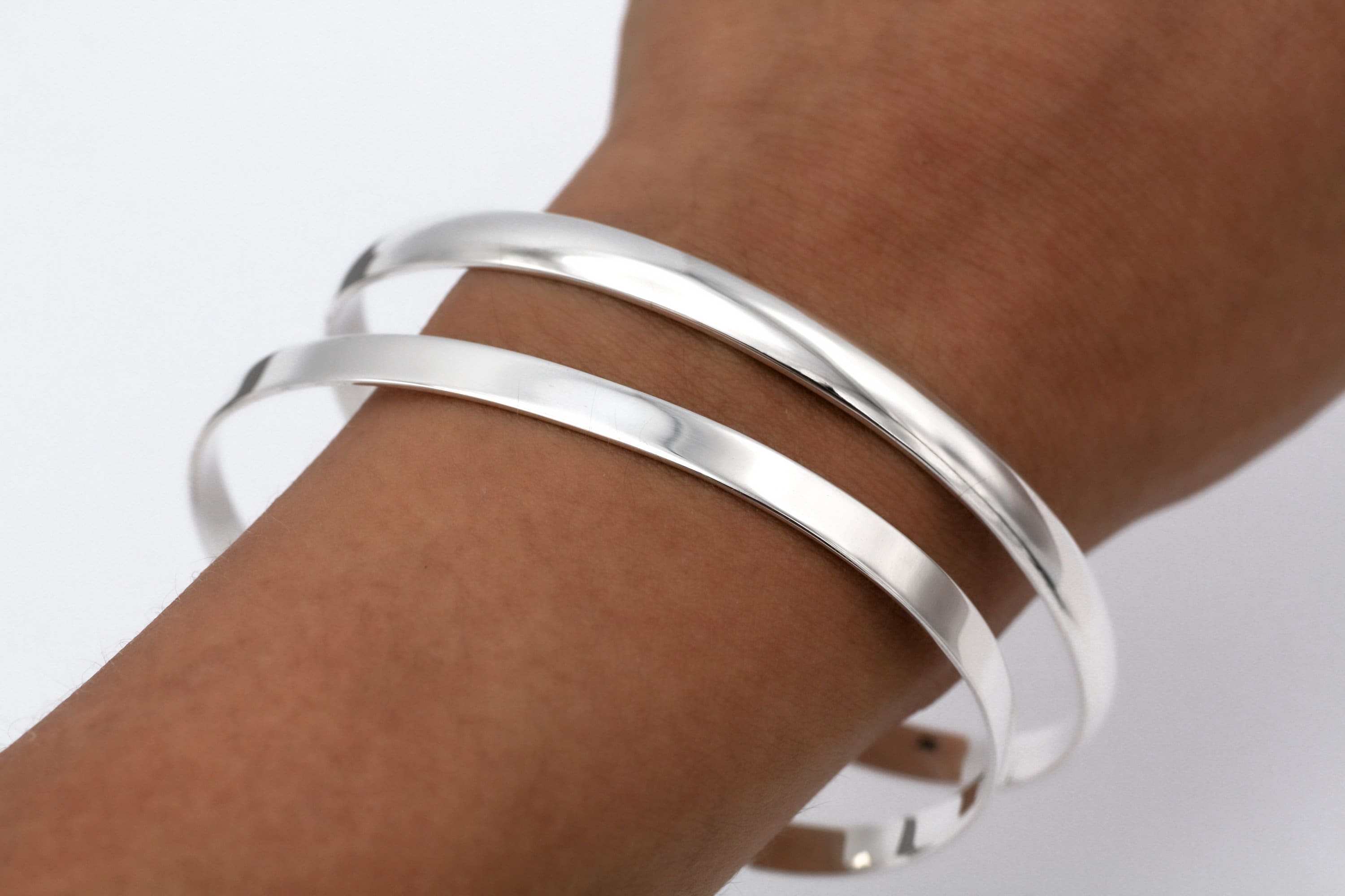 Sterling Silver Cuff Bracelet, Classic Silver ID Bracelet