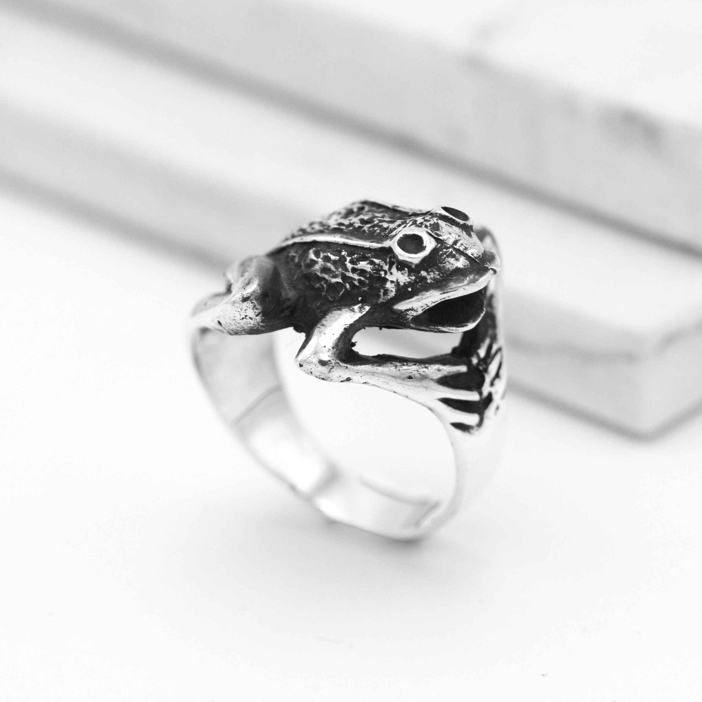 Sterling Silver Frog Ring Frog Jewelry Rustic Ring Etsy