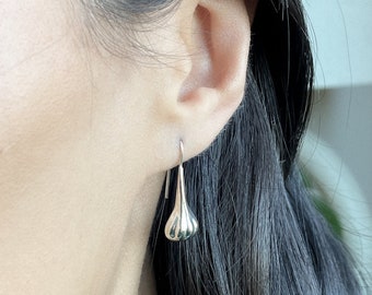 Sterling Silver Teardrop Earrings, Puffy Teardrop Earrings, Minimalist Modern Earrings, Bridal Earrings
