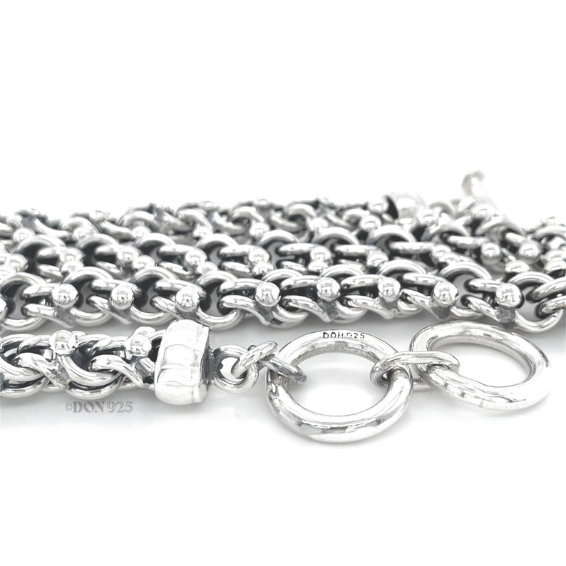 Sterling Silver Chunky Chain Necklace, Men's Silver Necklace, Men's Jewelry, Heavy Silver Necklace, Rustic Silver Necklace, Unique Necklace image 3
