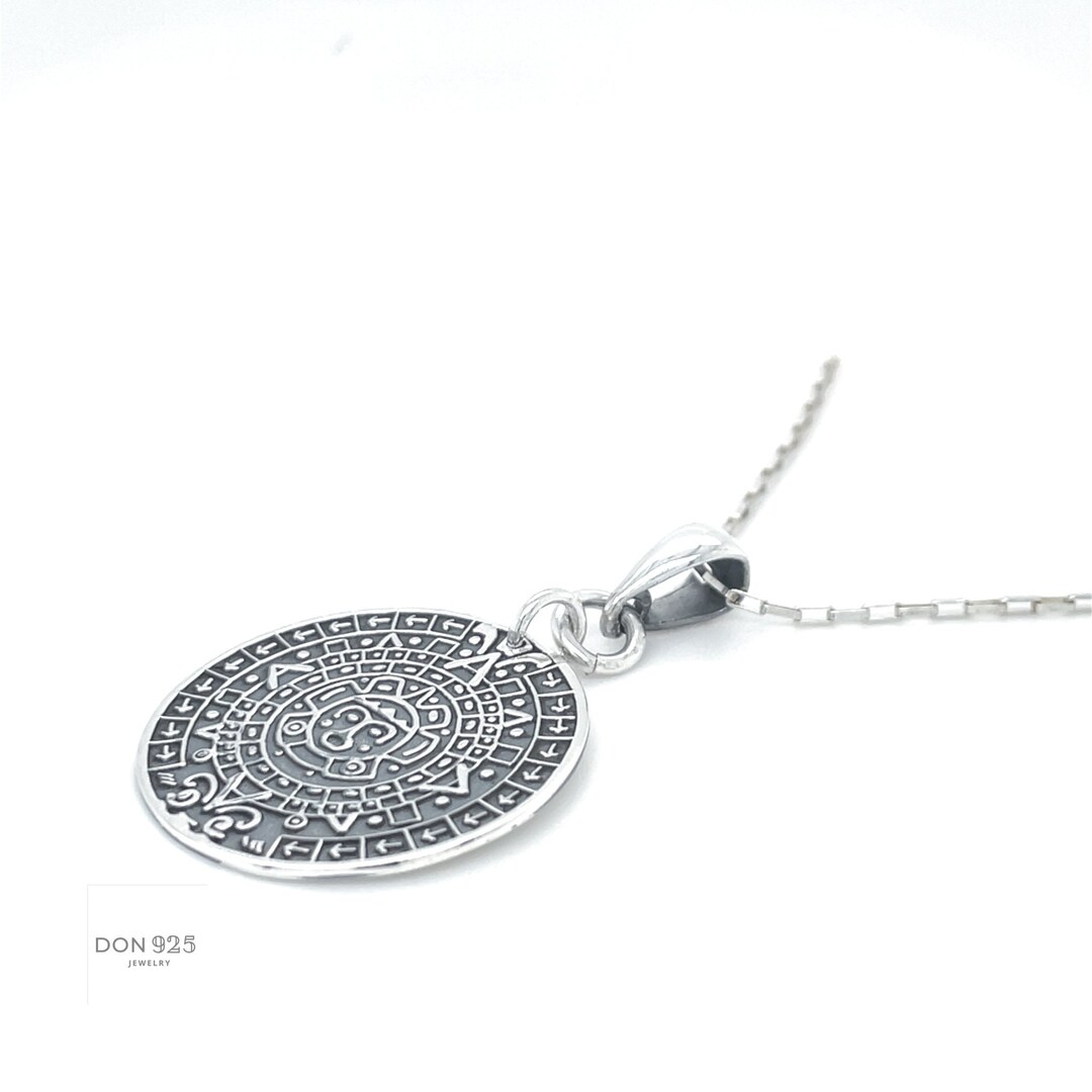 Sterling Silver Pendant Aztec Calendar Mexican Calendar Etsy