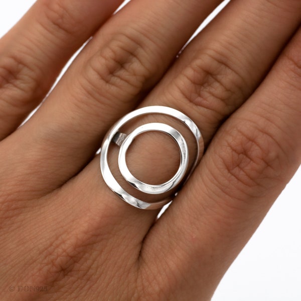 Sterling Silver Ring, Open Circle Ring, O ring, Thin Silver Ring, Karma Ring, Geometric Ring, Modern Statement Ring