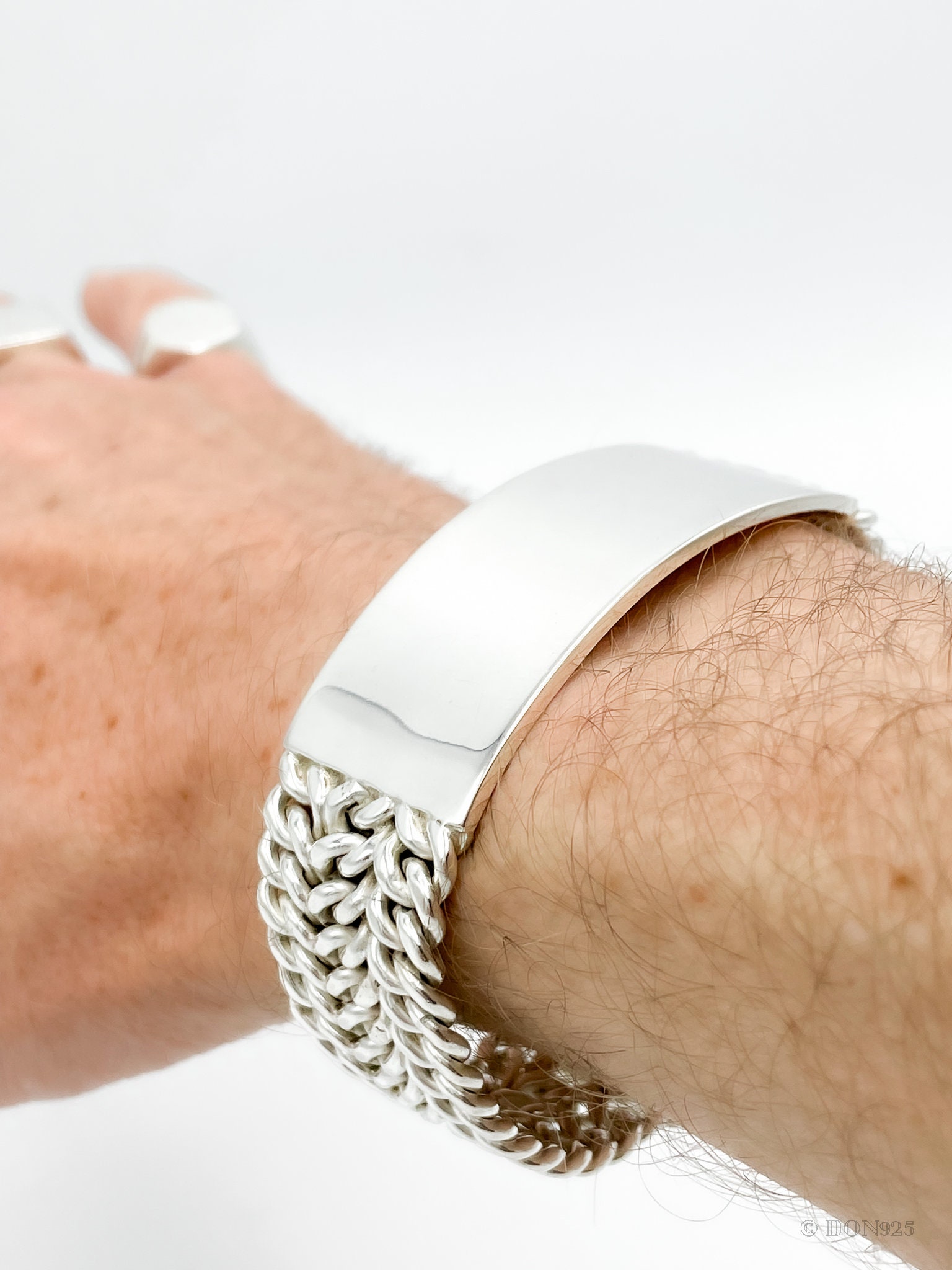 Sterling Silver Bracelet, ID Bracelet, Wide Silver Bracelet Sterling Silver Bracelet, ID Bracelet, Wide Silver Bracelet