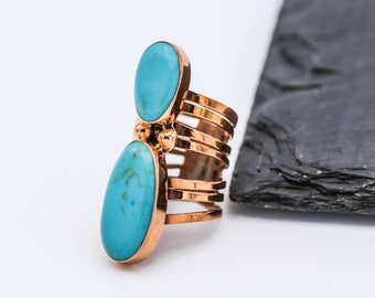 Copper Ring and Turquoise Ring, Statement Ring, Bohemian Ring, Boho Jewelry, Turquoise Jewelry, Unique Ring, Copper Jewelry