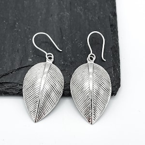 Sterling Silver Leaf Earrings, Leaves Earrings, Boho Silver Earrings, Nature Earrings, Silver Dangle Earrings, Statement Earrings