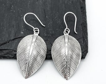 Sterling Silver Leaf Earrings, Leaves Earrings, Boho Silver Earrings, Nature Earrings, Silver Dangle Earrings, Statement Earrings