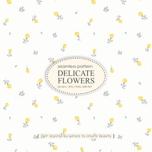 Nahtloses Muster aus kleinen gelben Blumen für Stoff, Tapete, Babykleidung, Scrapbooking, Ditsy-Druck JPG PNG Digitales Papier #10010 #5C