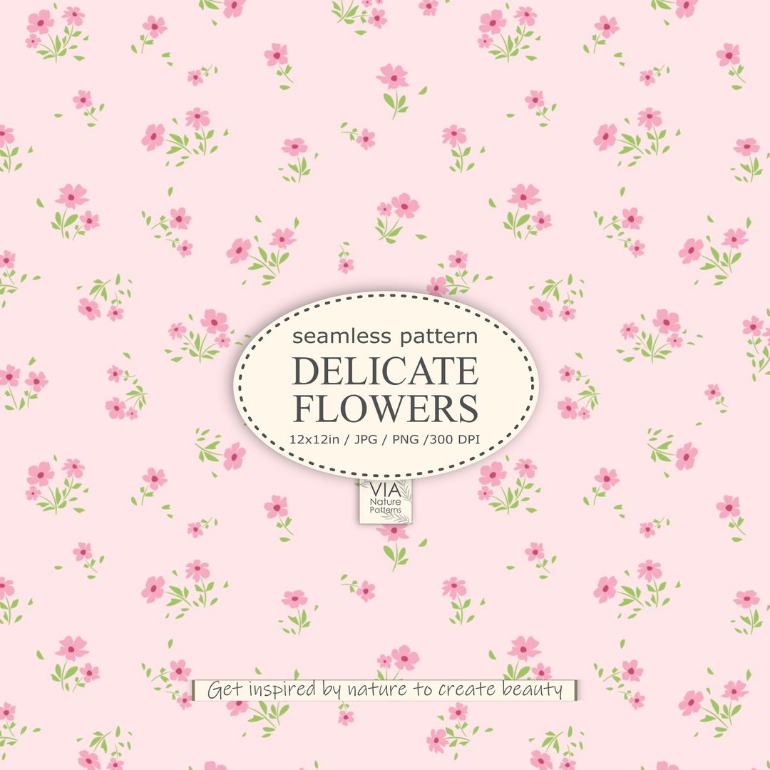 Ditsy Floral Seamless Pattern, Pink Flowers Fabric Design Vintage Ditsy ...