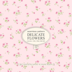 Motivo floreale senza soluzione di continuità, fiori rosa. Tessuto con motivo floreale vintage. Stampa Ditsy. Carta digitale floreale. JPG, PNG. Uso commerciale n. 10001.
