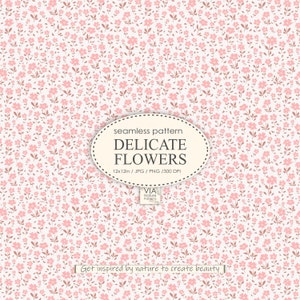 Motivo floreale a fiorellini senza soluzione di continuità, design del tessuto, stampa vintage a fiorellini rosa cipria. Carta digitale floreale JPG, PNG. USO COMMERCIALE #10002