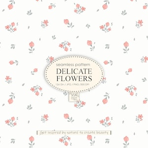 Motivo senza soluzione di continuità di piccoli fiori rosso pastello per tessuto, carta da parati, vestiti per bambini, scrapbooking, stampa a piccole lettere JPG PNG Carta digitale #10028 #5C