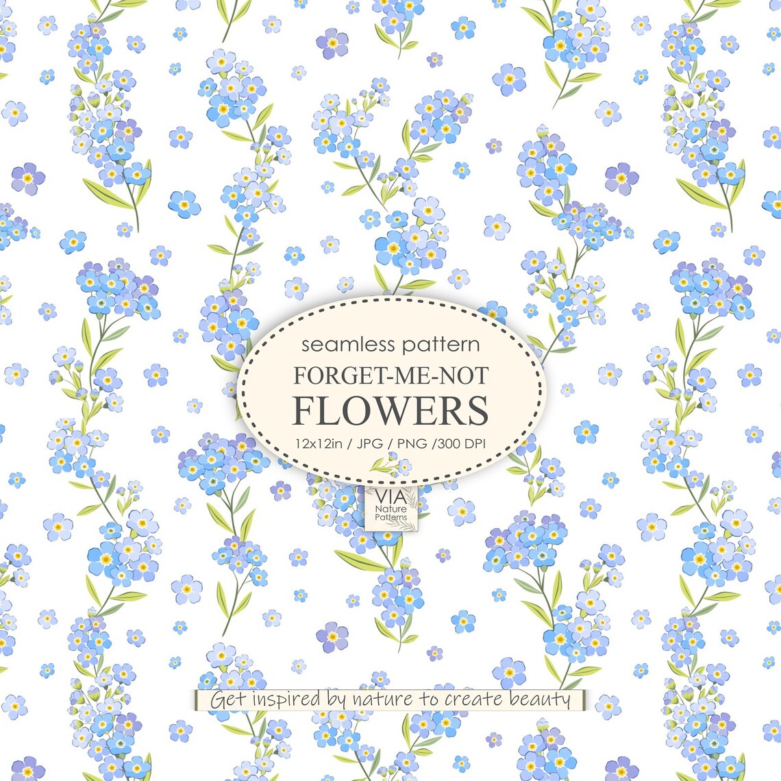 Seamless Pattern Forget-me-not Flowers, Fabric Sublimation Ditsy Floral ...