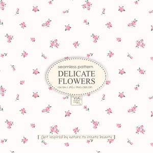 Delicato motivo senza cuciture di piccoli fiori rosa per tessuto| Ditsy Floral rosa motivo senza cuciture Baby ditsy stampa JPG PNG Carta digitale #10054