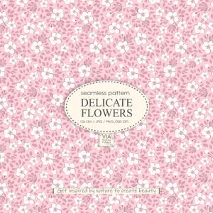 Pink floral seamless pattern | Ditsy pink flowers | Cottagecore pattern | COMMERCIAL Use | Vintage wallpaper JPG PNG Digital paper #10006