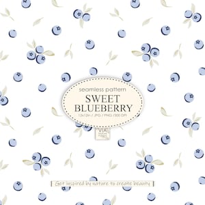 Pastellblåbärssömlöst mönster, sommartygdesign, tryck av babykläder, scrapbookingpapper, JPG PNG digitalt papper. KOMMERSIELLT ANVÄNDNING #30016