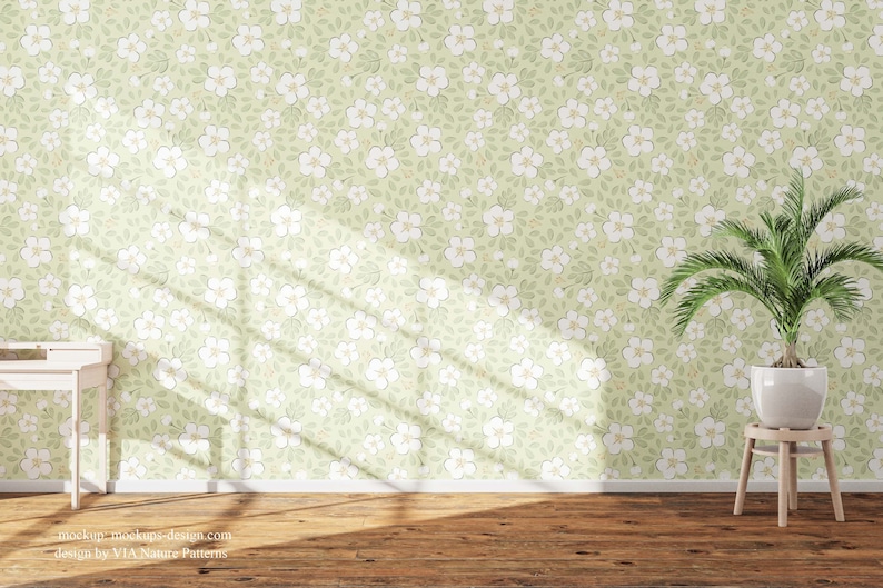 Green Ditsy Floral Seamless Pattern Green White Flowers cottagecore green-ditsy-floral-seamless-pattern-green-white-flowers-cottagecore