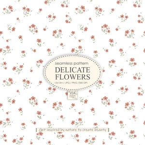 Motivo floreale beige a pois senza soluzione di continuità | Disegno del tessuto Fiori di campo | Stampa vintage a pois | Stampa per bambini | Carta digitale floreale JPG PNG #10001