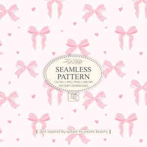 Seamless mönster med fina rosa rosetter | Mönster med kokettrosetter | Tygdesign | Flickigt tryck | digitalt papper JPG PNG #40002