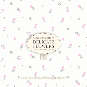 Nahtloses Muster aus kleinen rosa Blumen für Stoff, Textilien, Tapeten, Babykleidung, Ditsy-Print JPG PNG Digitales Papier #10010 #5C