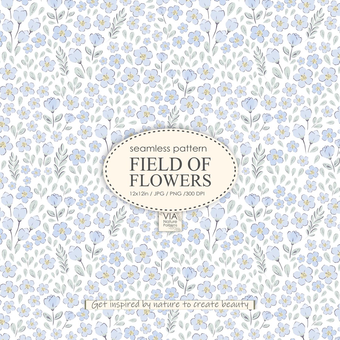 Pastel Dusty Blue Ditsy Floral Seamless Pattern | Tiny Flowers | Baby ...