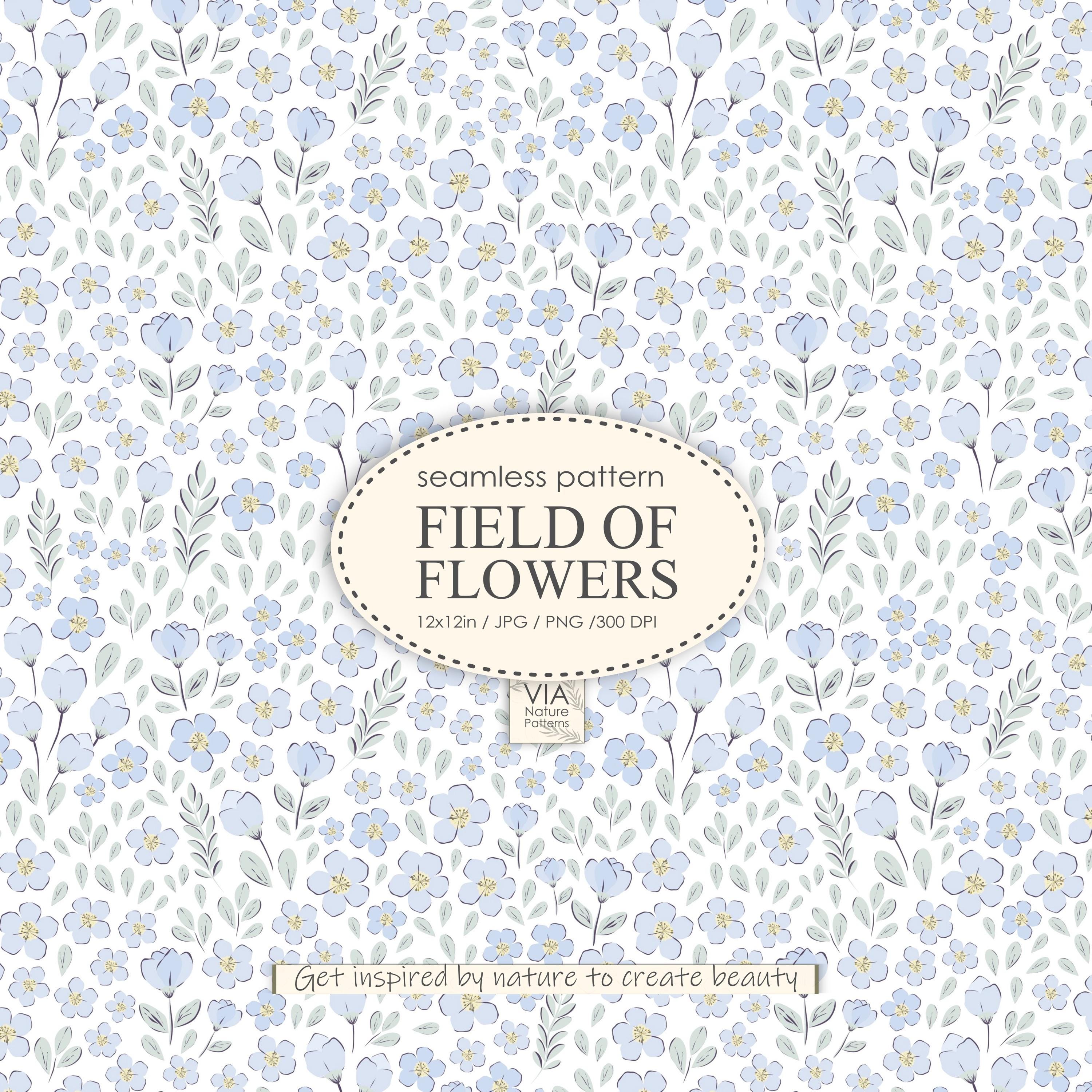 Pastel Dusty Blue Ditsy Floral Seamless Pattern | Tiny Flowers | Baby ...