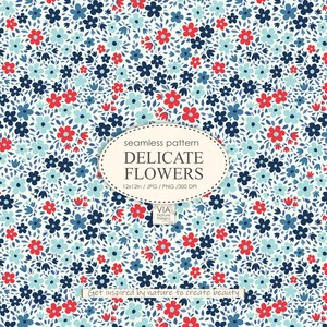 Modello senza cuciture floreale blu Ditsy | Modello senza cuciture Liberty | Progettazione di tessuti | Stampa vintage | COMMERCIALE Utilizzare carta digitale JPG PNG #10017