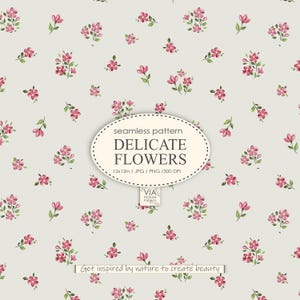 Seamless pattern of small pink flowers for fabric | Ditsy Floral pink seamless pattern | Baby ditsy print JPG PNG Digital paper #10054