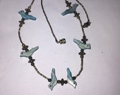 Vintage Southwestern Birds Fetish Necklace - carved - mother of pearl - choker - mop - jewelry