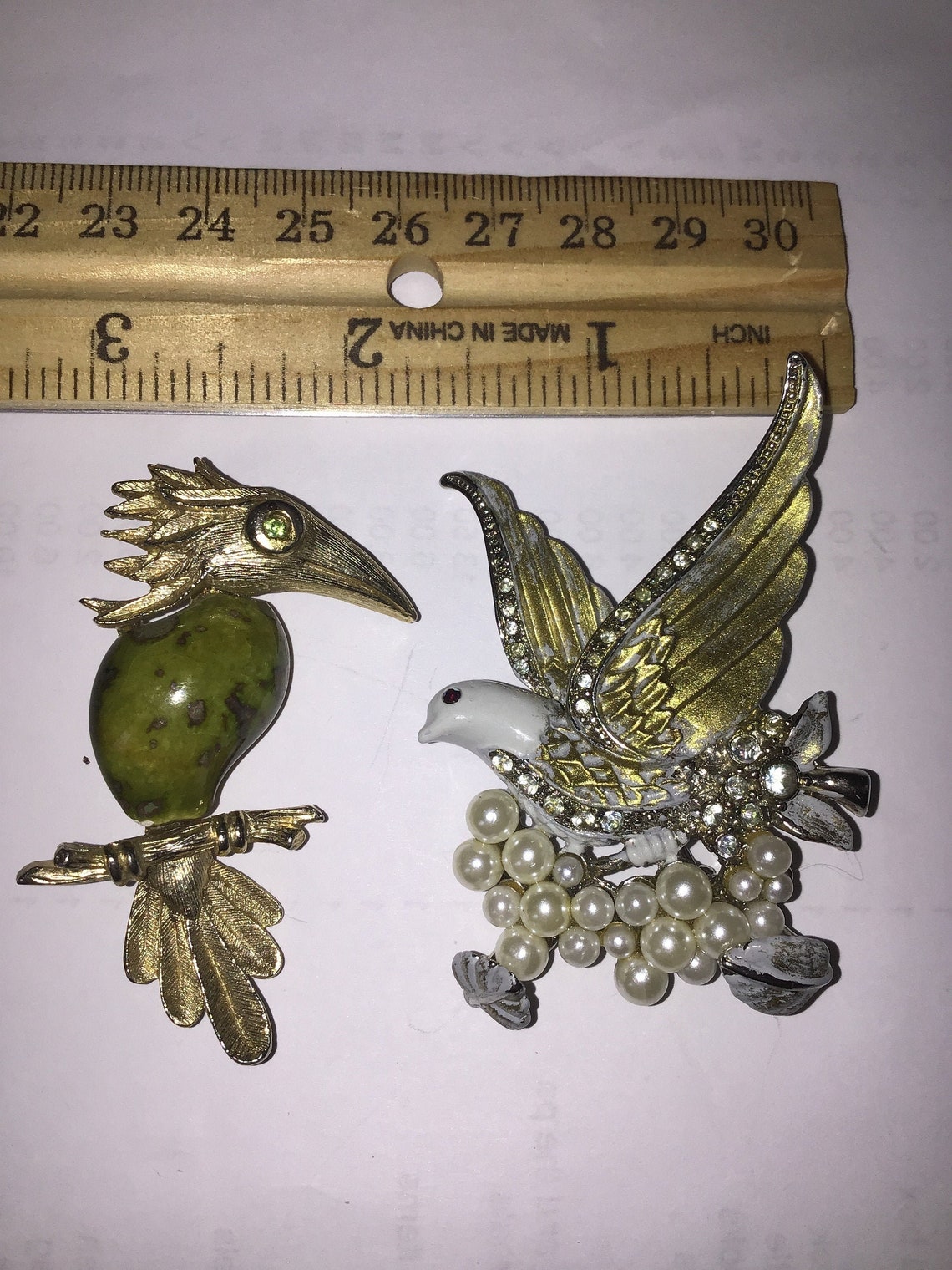 25 off Lot of 2 Vintage Bird Brooches Rhinestone pin Etsy