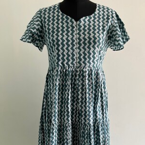 Printed Cotton Maternity Dress Hand Block Print Nursing Gown With Breast Feeding Zip Pregnancy Wear Dress Gift For Wife