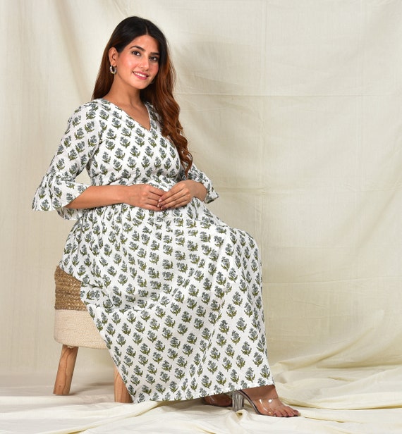 Linen & Cotton Midi Maternity & Nursing Dress | Seraphine