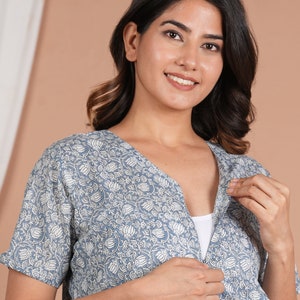 Printed Maternity Dress With Breast Feeding Zip And Both Side Pocket Cotton Nursing Wear Gown Pregnancy Dress Baby Shower Gift