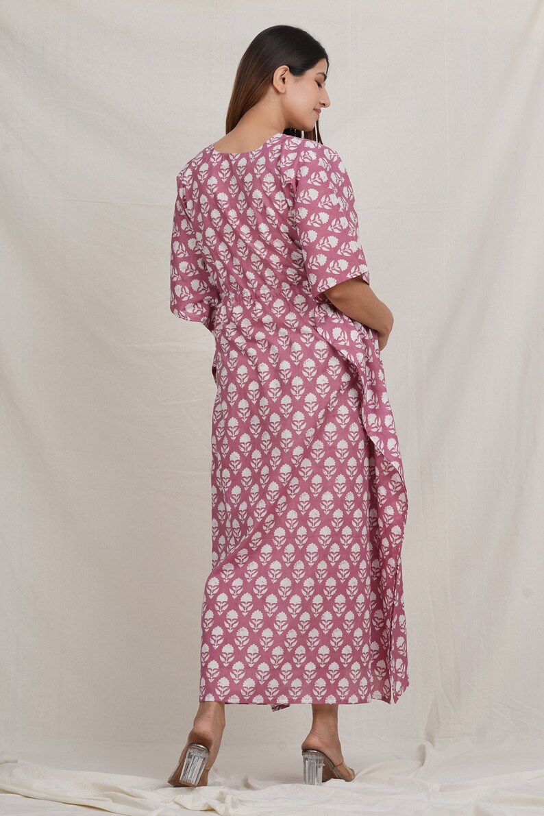 Hand Block Print Maternity Kaftan Printed Pregnancy Wear Gown With Easy