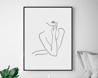pic Line Art Female Body Drawing Outline woman outline art etsy