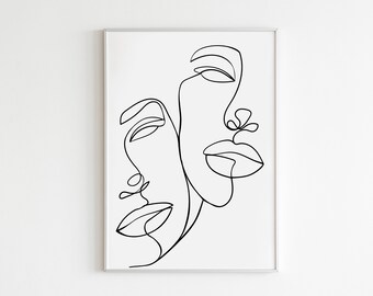 Line Art Two Faces Etsy Line Art Two Faces Etsy