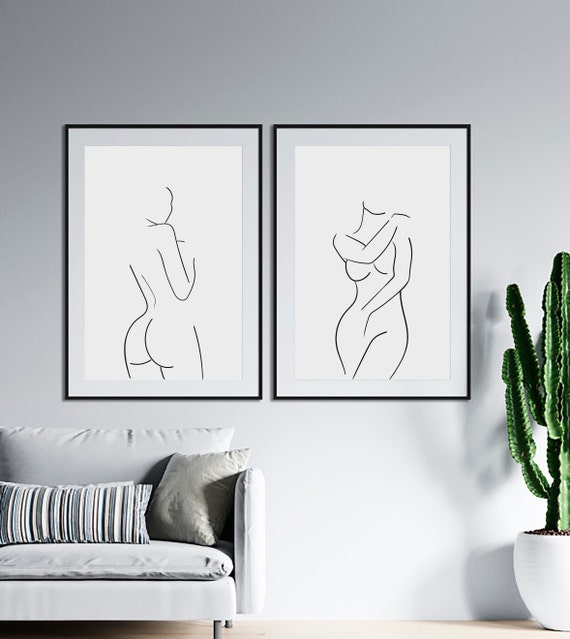 Female Poster Poster Print Woman Line Drawing Abstract Body Line Art Minimalist Print Set of 2 Woman Pose Line Art Abstract Line Art