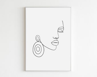 Abstract Line Woman Face Collection One line Woman Face Wall Art Woman Wall Art set of 3 Print