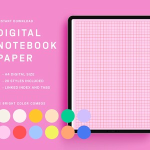 Carta per notebook digitale, carta per appunti colorata brillante, carta GoodNotes, appunti per tablet, set di carta colorata, carta colorata digitale per iPad