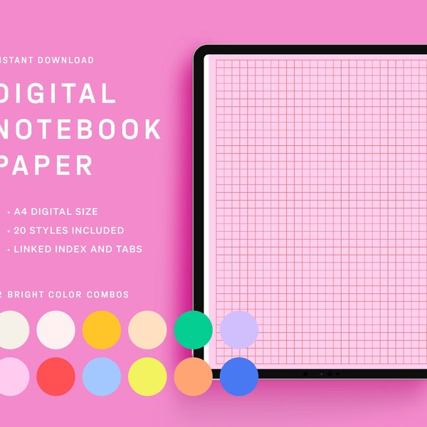 Notebook Paper Digital, Bright Colorful Note Paper, GoodNotes Paper, Tablet Notetaking, Paper Set Colorful, Digital Colorful Paper for iPad