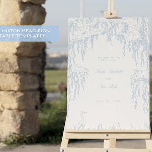 Lowcountry Wedding Welcome Sign Template: Hilton Head Illustrated Design (Digital)