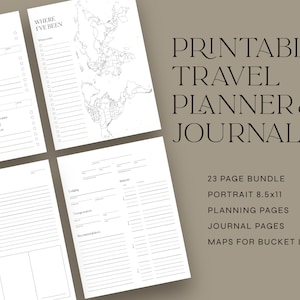 Travel Planner Journal Printable, Trip Plan, Vacation Journal Print, Gifts for Her, Reusable Travel Planner, Linked Vacation Diary GoodNotes