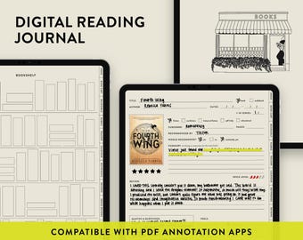 Reading Digital Journal: Customizable Book Review Tracker (Hyperlinked PDF)