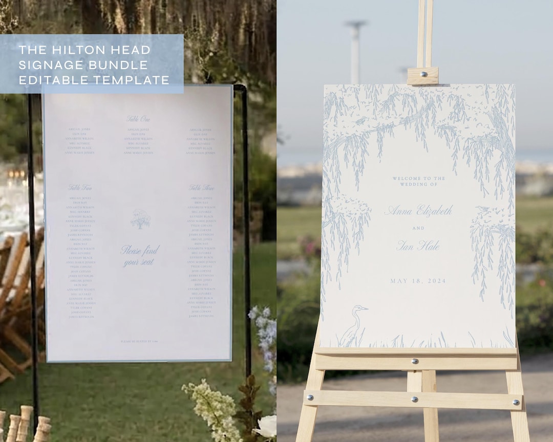 Lowcountry Wedding Sign Bundle: Spanish Moss Oak Welcome & Seating Lowcountry Wedding Sign Bundle: Spanish Moss Oak Welcome & Seating