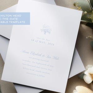 Southern Wedding Save the Date, Lowcountry Luxury Save the Dates, Spanish Moss Illustration, Wedding Toile, Oak Tree Wedding, Hilton