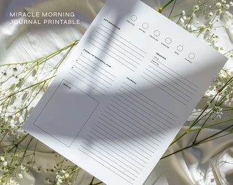 Miracle Morning Journal Printable, Tracker Morning Habit Journal, SAVERS Journal Print, Healthy Habits for Mental Health, Routine ADHD