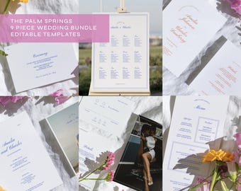 Vintage Palm Springs Wedding Invitation Suite: 9-Piece Bundle (Digital Download)