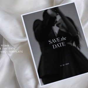 Save the Date Vorlage, Postkarte Save the Date Download, Vorlage Hochzeitsankündigung, Einfach Bearbeitbar Modern Save the Date Neutral, Roma