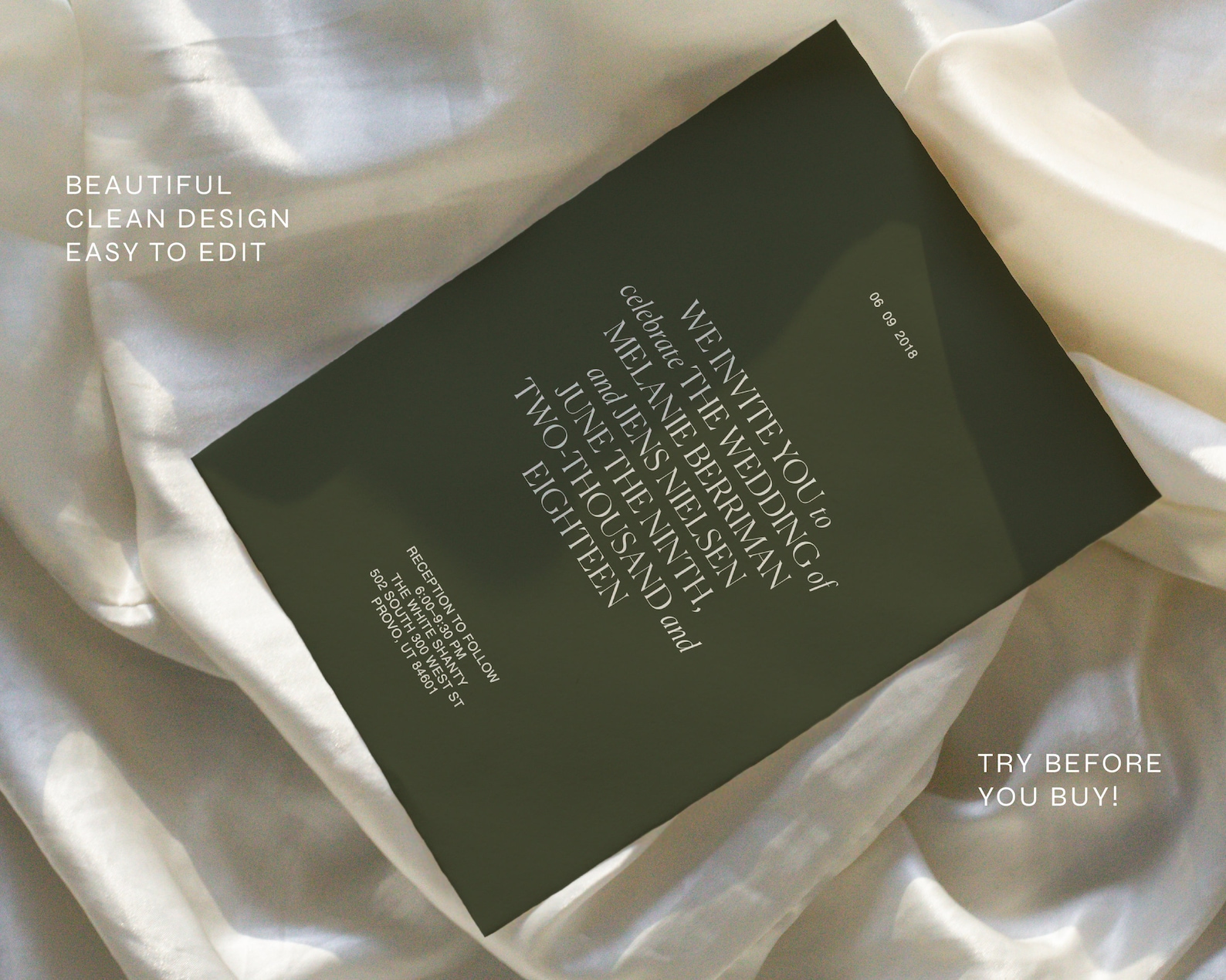 Classy Wedding Invitation Template, Minimalist Wedding Invitation