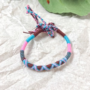 HANDMADE Surfer Beach Armbänder / Fußkettchen Pink, Brown & Blue