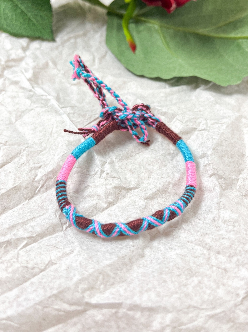 HANDMADE Surfer Beach Bracelets / Anklets Pink, Brown & Blue